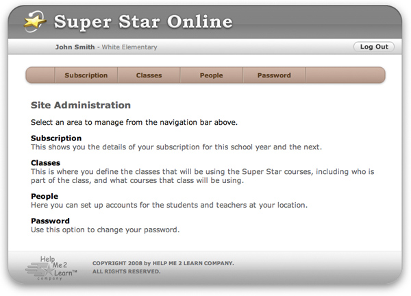 Site Administration interface